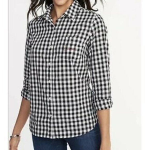 Old Navy Tops - 📦 Old Navy Black Gingham The Classic Shirt Small